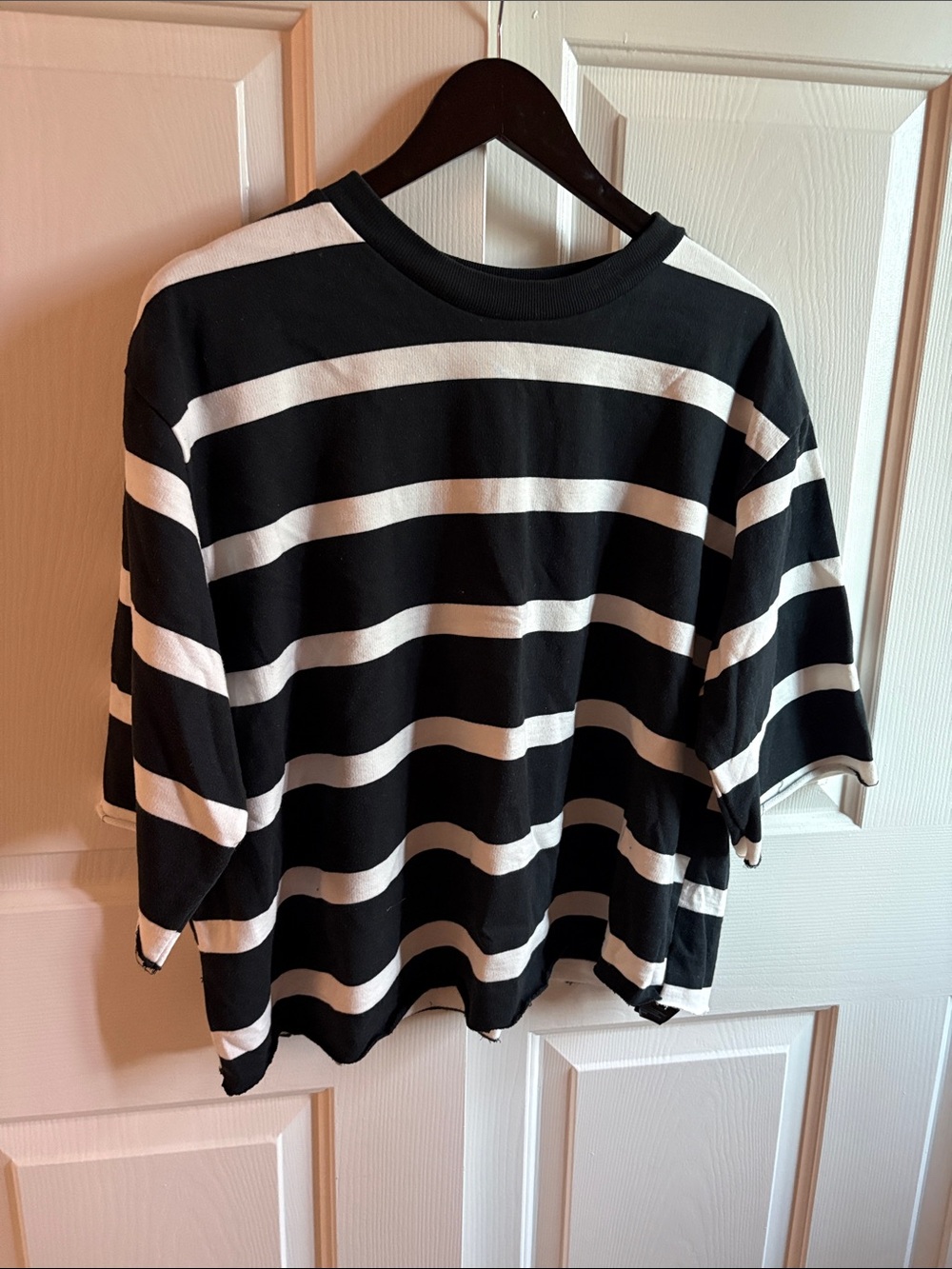 H&M Black and White Striped Crop Top